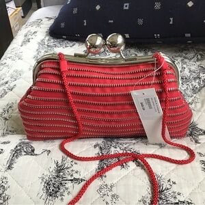 **NEW** With tag, La Regale zip detailed crossbody/clutch in rich red!